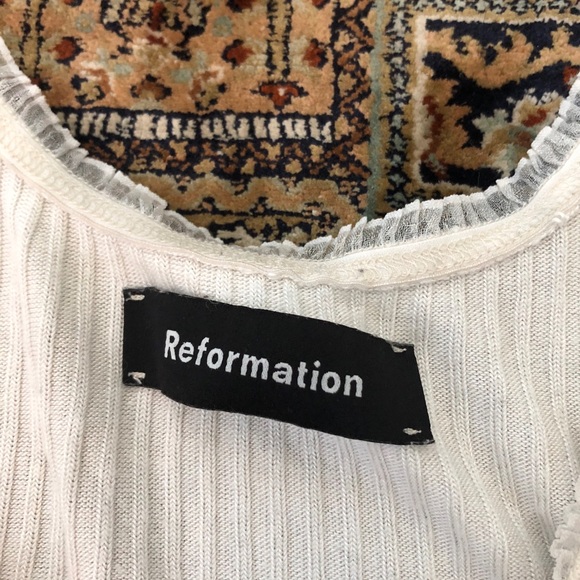 reformation lace trimmed button up tank - Picture 2 of 2